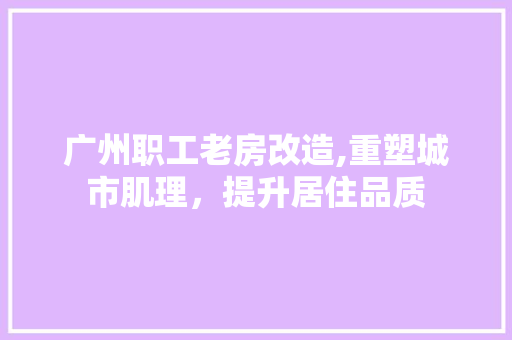 广州职工老房改造,重塑城市肌理，提升居住品质