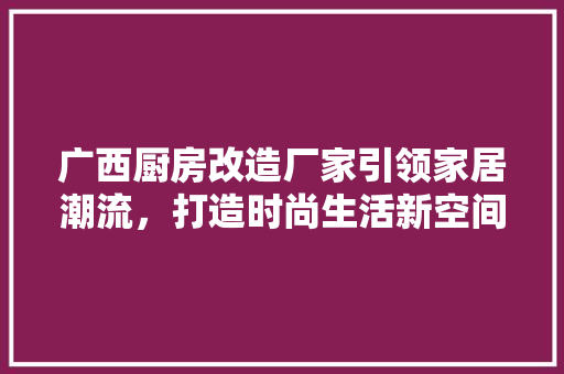 广西厨房改造厂家引领家居潮流，打造时尚生活新空间