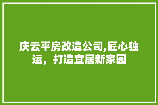 庆云平房改造公司,匠心独运，打造宜居新家园