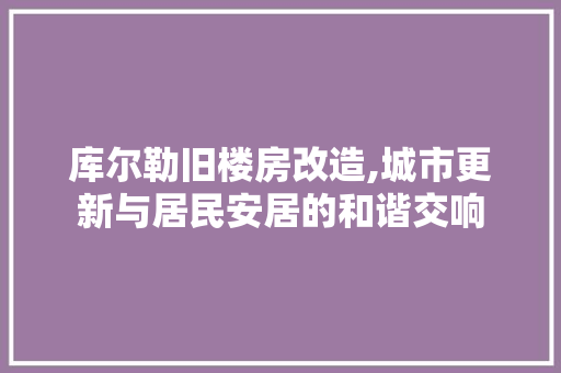 库尔勒旧楼房改造,城市更新与居民安居的和谐交响