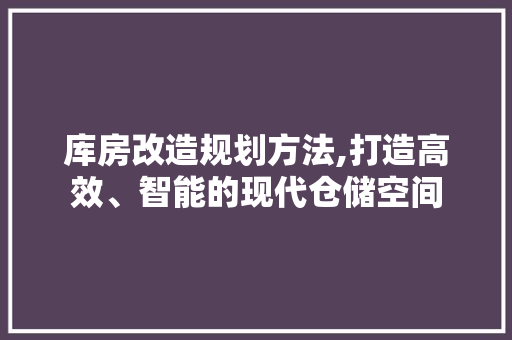 库房改造规划方法,打造高效、智能的现代仓储空间