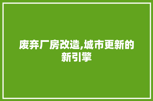 废弃厂房改造,城市更新的新引擎