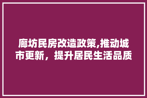 廊坊民房改造政策,推动城市更新，提升居民生活品质 隔断设计