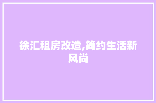 徐汇租房改造,简约生活新风尚