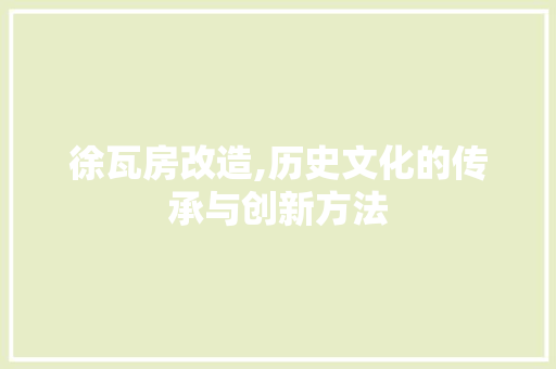 徐瓦房改造,历史文化的传承与创新方法 庭院装修