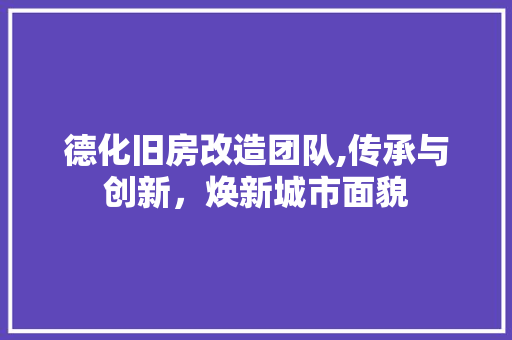 德化旧房改造团队,传承与创新，焕新城市面貌 墙面装饰