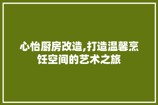 心怡厨房改造,打造温馨烹饪空间的艺术之旅