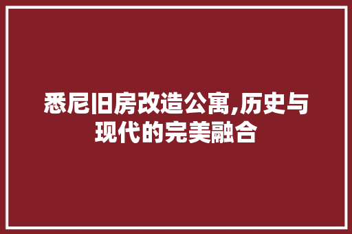 悉尼旧房改造公寓,历史与现代的完美融合 装修攻略