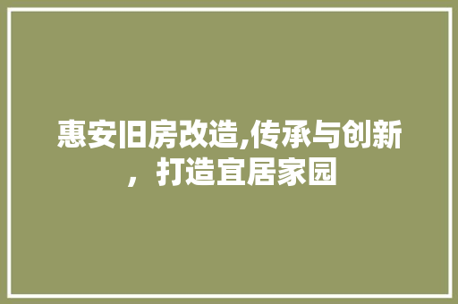 惠安旧房改造,传承与创新，打造宜居家园 地面装修