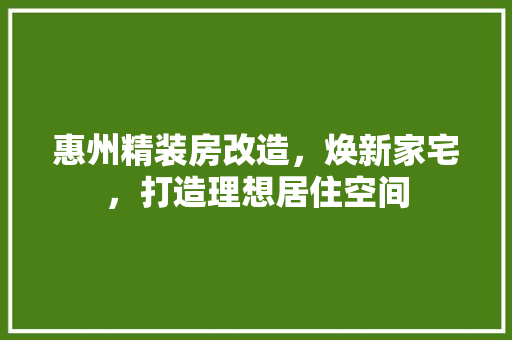 惠州精装房改造，焕新家宅，打造理想居住空间