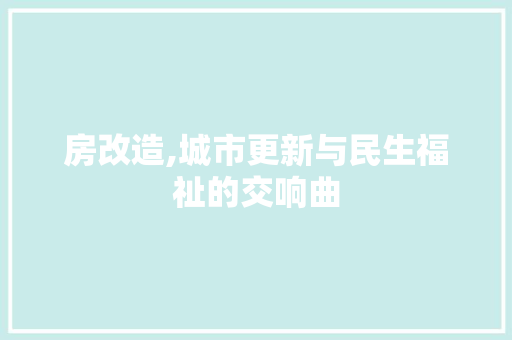 房改造,城市更新与民生福祉的交响曲