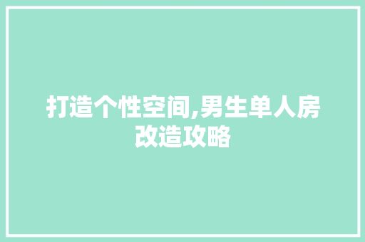 打造个性空间,男生单人房改造攻略 景观设计