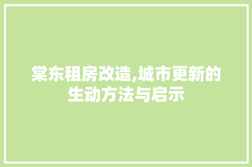 棠东租房改造,城市更新的生动方法与启示 门窗装修