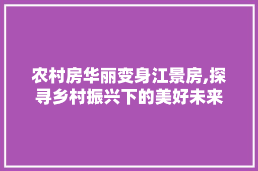 农村房华丽变身江景房,探寻乡村振兴下的美好未来 庭院装修