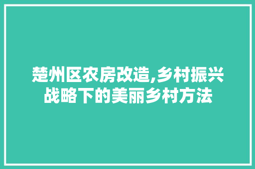楚州区农房改造,乡村振兴战略下的美丽乡村方法