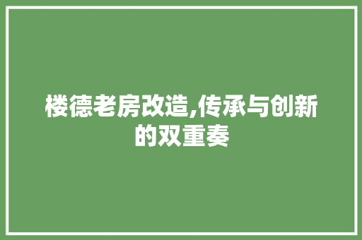 楼德老房改造,传承与创新的双重奏