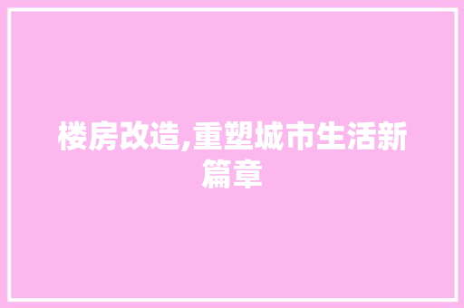 楼房改造,重塑城市生活新篇章