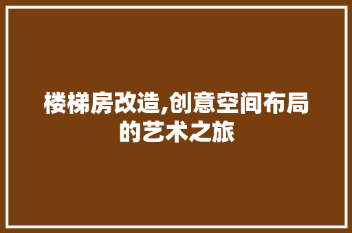 楼梯房改造,创意空间布局的艺术之旅 装修材料