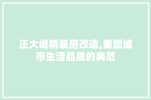 正大城精装房改造,重塑城市生活品质的典范 门窗装修
