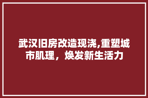 武汉旧房改造现浇,重塑城市肌理，焕发新生活力