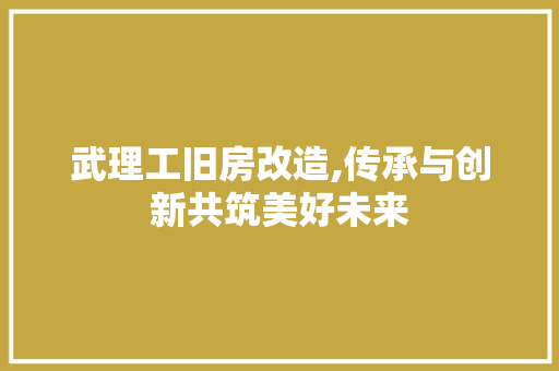 武理工旧房改造,传承与创新共筑美好未来
