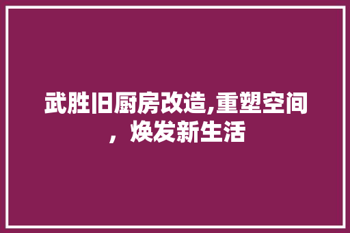武胜旧厨房改造,重塑空间,焕发新生活 装修攻略 武胜旧厨房改造,重塑空间,焕发新生活 装修攻略