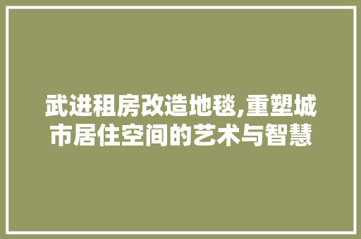武进租房改造地毯,重塑城市居住空间的艺术与智慧 门窗装修