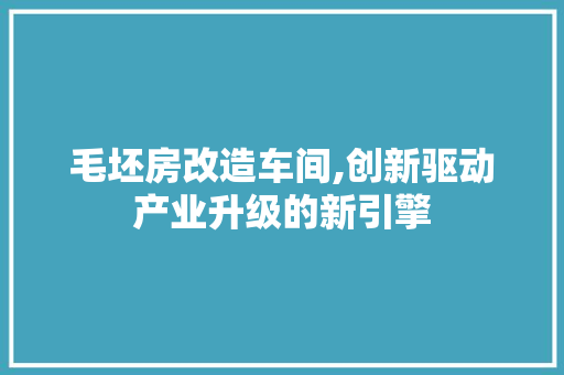 毛坯房改造车间,创新驱动产业升级的新引擎 墙面装饰