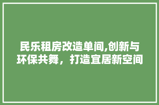 民乐租房改造单间,创新与环保共舞，打造宜居新空间