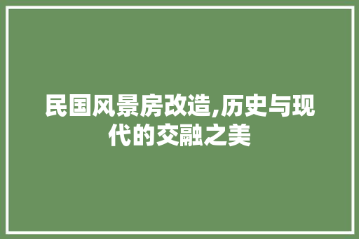 民国风景房改造,历史与现代的交融之美 建筑设计