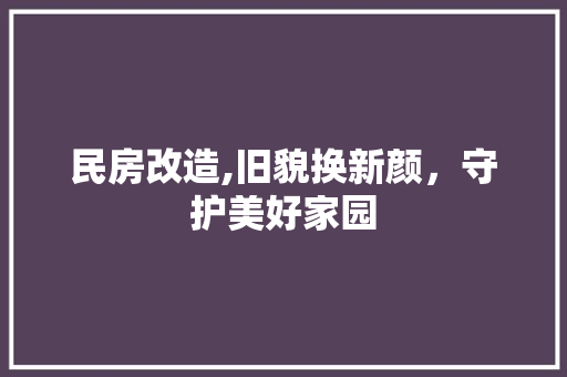 民房改造,旧貌换新颜，守护美好家园