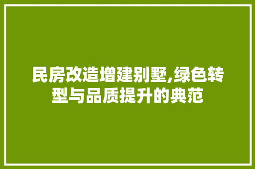 民房改造增建别墅,绿色转型与品质提升的典范 装修攻略