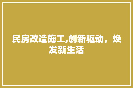 民房改造施工,创新驱动，焕发新生活