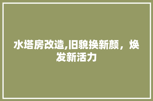 水塔房改造,旧貌换新颜，焕发新活力