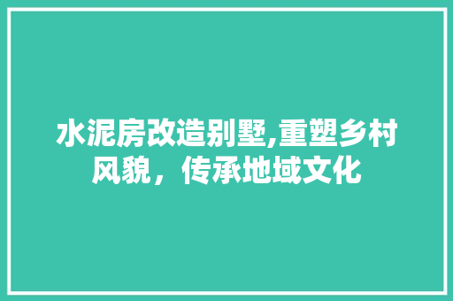 水泥房改造别墅,重塑乡村风貌，传承地域文化