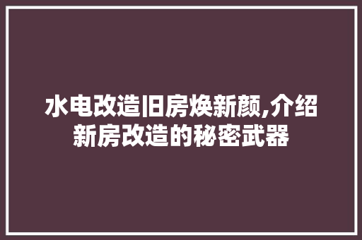 水电改造旧房焕新颜,介绍新房改造的秘密武器 隔断设计