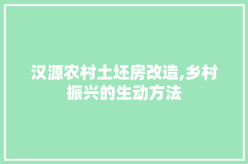 汉源农村土坯房改造,乡村振兴的生动方法 景观设计