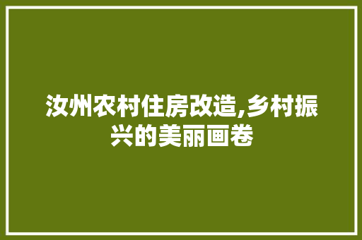 汝州农村住房改造,乡村振兴的美丽画卷