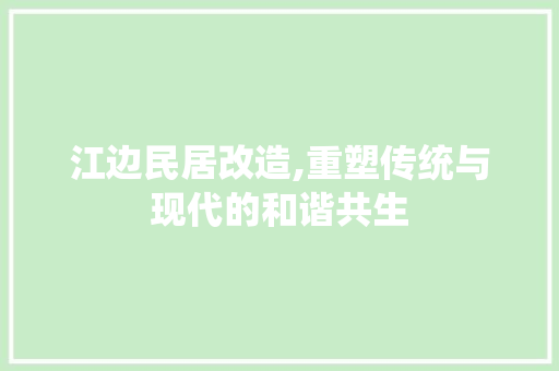 江边民居改造,重塑传统与现代的和谐共生