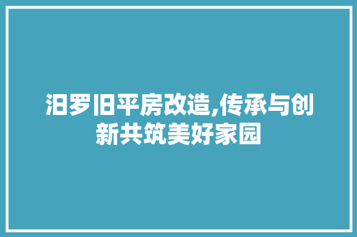 汨罗旧平房改造,传承与创新共筑美好家园 建筑设计