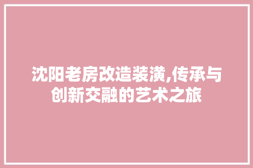 沈阳老房改造装潢,传承与创新交融的艺术之旅 建筑设计