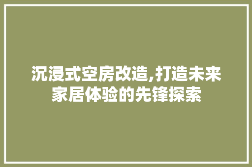 沉浸式空房改造,打造未来家居体验的先锋探索 建筑设计