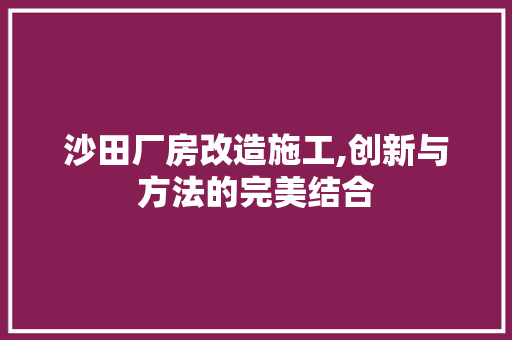 沙田厂房改造施工,创新与方法的完美结合 建筑设计