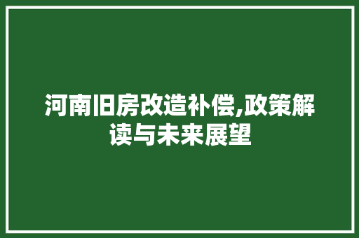 河南旧房改造补偿,政策解读与未来展望