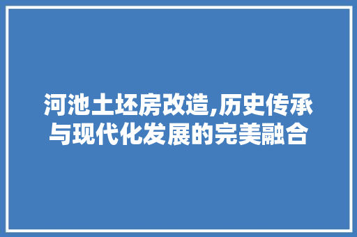 河池土坯房改造,历史传承与现代化发展的完美融合