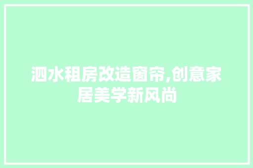 泗水租房改造窗帘,创意家居美学新风尚 隔断设计