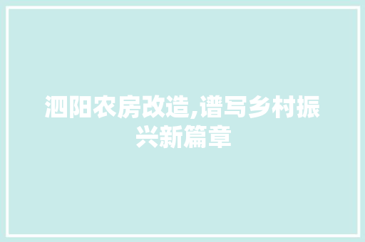 泗阳农房改造,谱写乡村振兴新篇章 庭院装修