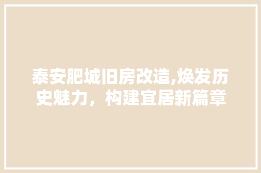 泰安肥城旧房改造,焕发历史魅力，构建宜居新篇章 墙面装饰