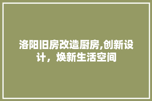 洛阳旧房改造厨房,创新设计，焕新生活空间 门窗装修