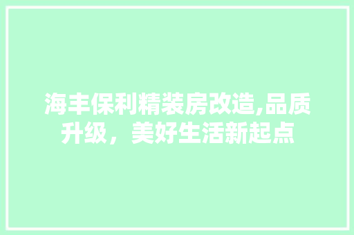海丰保利精装房改造,品质升级，美好生活新起点